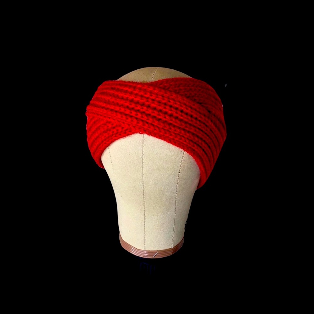 Red knitted headband
